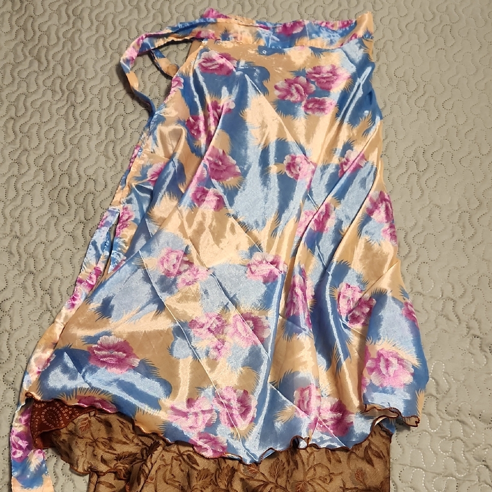 Floral Satin Wrap Skirt